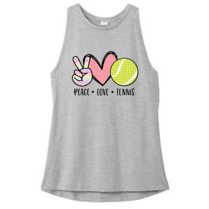 Peace Love Tennis Cute Design Ladies PosiCharge Tri-Blend Wicking Tank