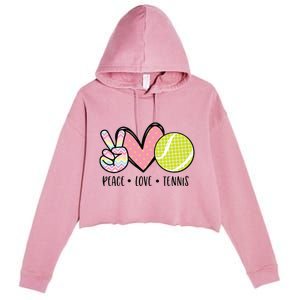 Peace Love Tennis Cute Design Crop Fleece Hoodie