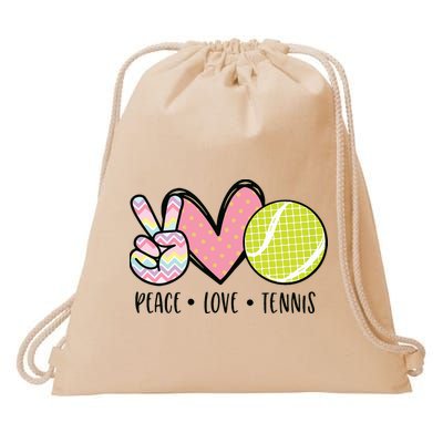 Peace Love Tennis Cute Design Drawstring Bag