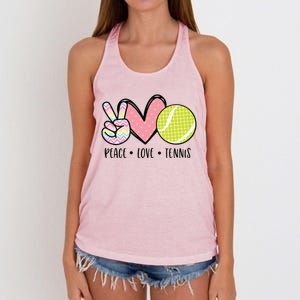 Peace Love Tennis Cute Design Women's Knotted Racerback Tank