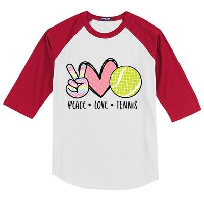 Peace Love Tennis Cute Design Kids Colorblock Raglan Jersey