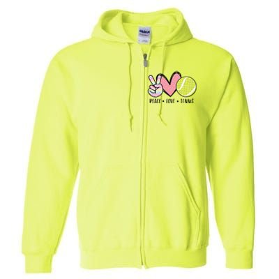 Peace Love Tennis Cute Design Full Zip Hoodie