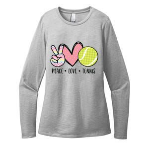 Peace Love Tennis Cute Design Womens CVC Long Sleeve Shirt