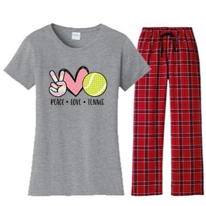 Peace Love Tennis Cute Design Women's Flannel Pajama Set