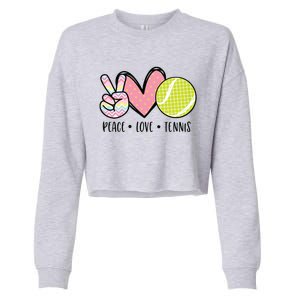 Peace Love Tennis Cute Design Cropped Pullover Crew