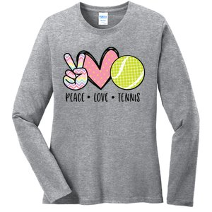 Peace Love Tennis Cute Design Ladies Long Sleeve Shirt