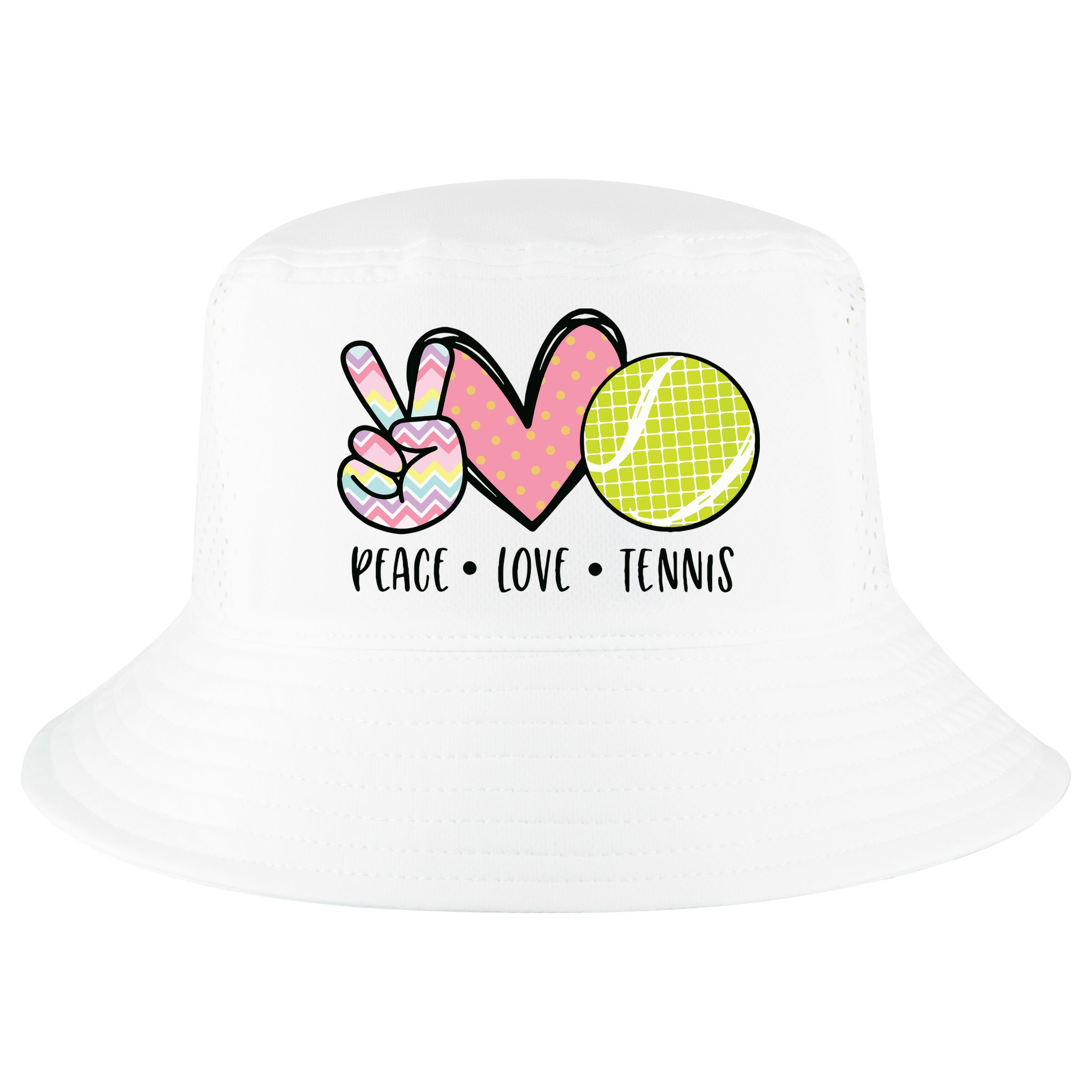 Peace Love Tennis Cute Design Cool Comfort Performance Bucket Hat