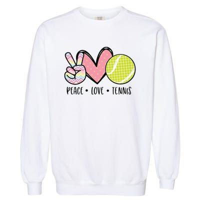 Peace Love Tennis Cute Design Garment-Dyed Sweatshirt