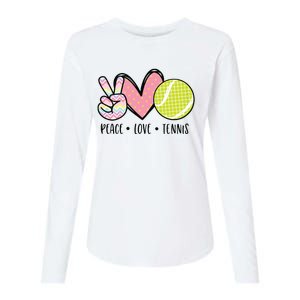 Peace Love Tennis Cute Design Womens Cotton Relaxed Long Sleeve T-Shirt