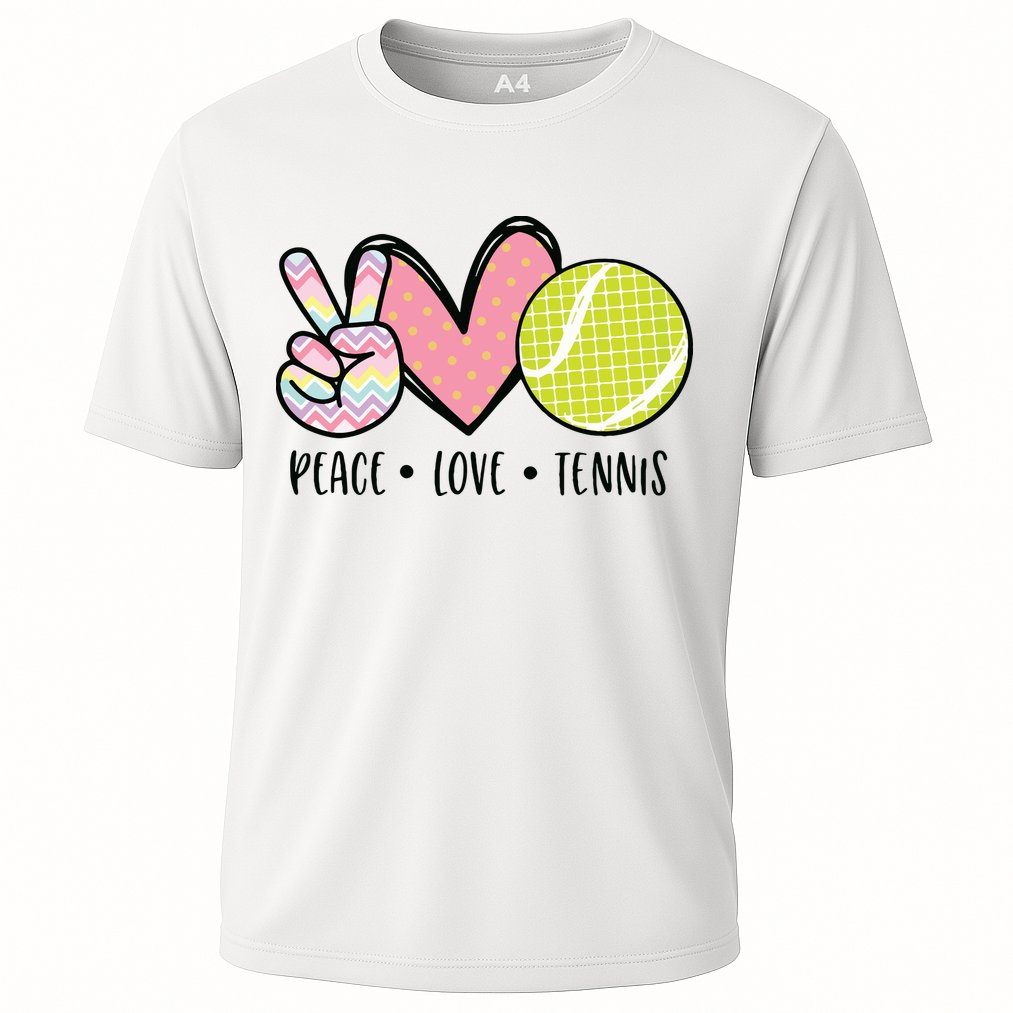Peace Love Tennis Cute Design Cooling Performance Crew T-Shirt