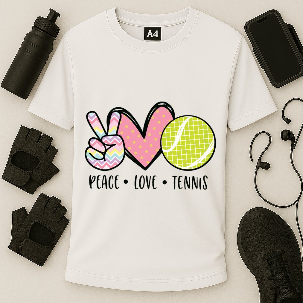 Peace Love Tennis Cute Design Cooling Performance Crew T-Shirt