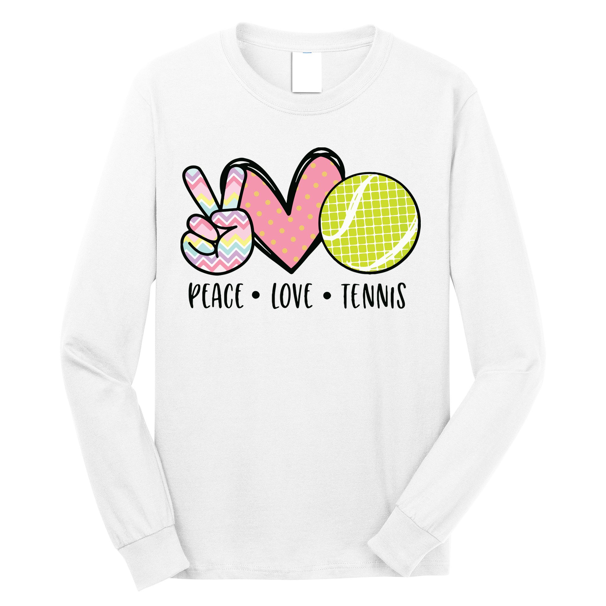 Peace Love Tennis Cute Design Long Sleeve Shirt