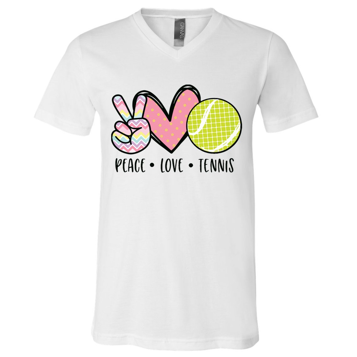 Peace Love Tennis Cute Design V-Neck T-Shirt