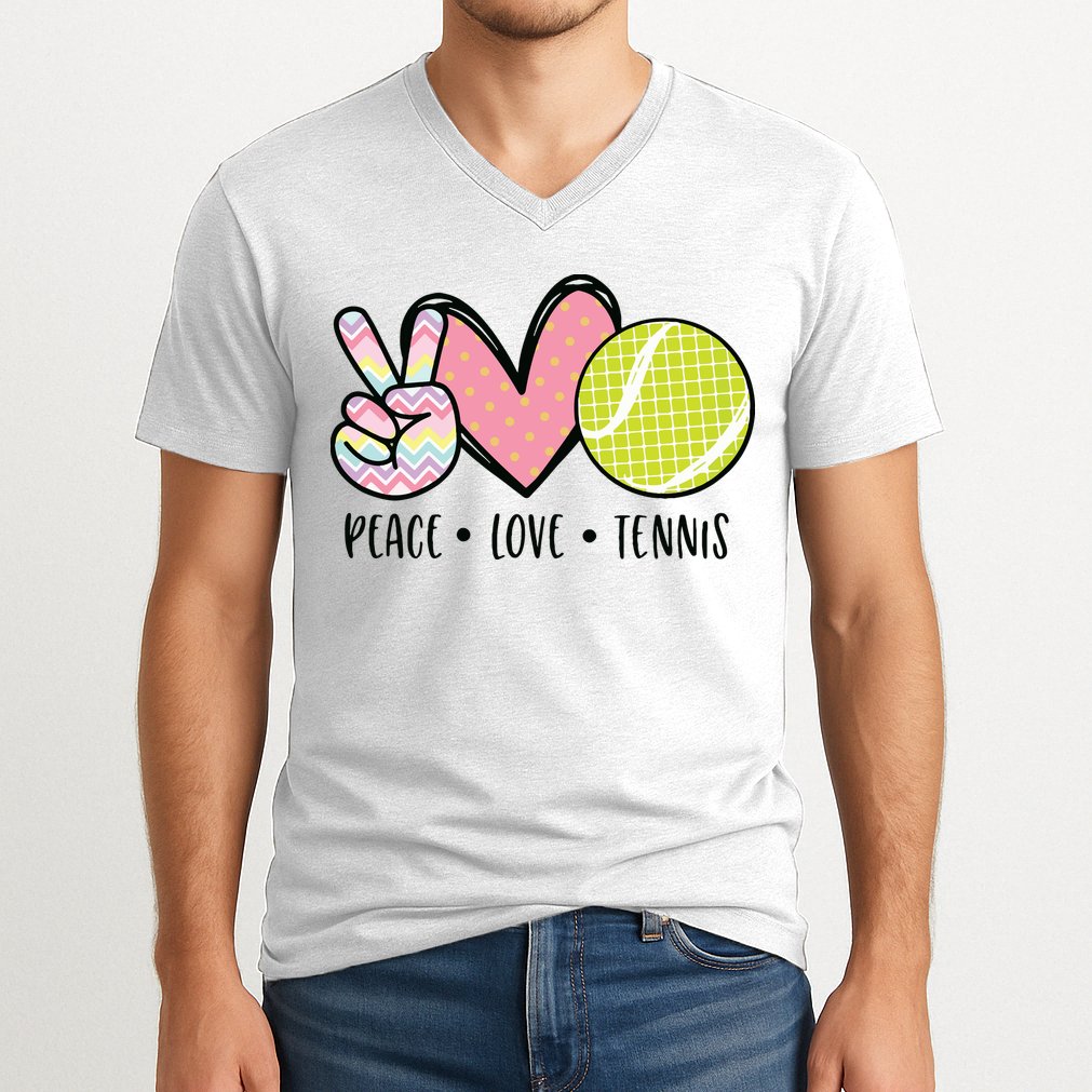 Peace Love Tennis Cute Design V-Neck T-Shirt