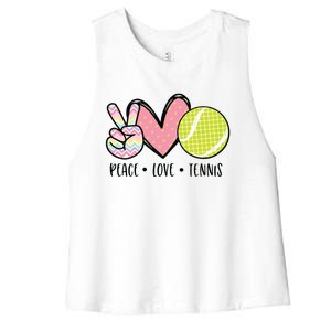 Peace Love Tennis Cute Design Women's Racerback Cropped Tank