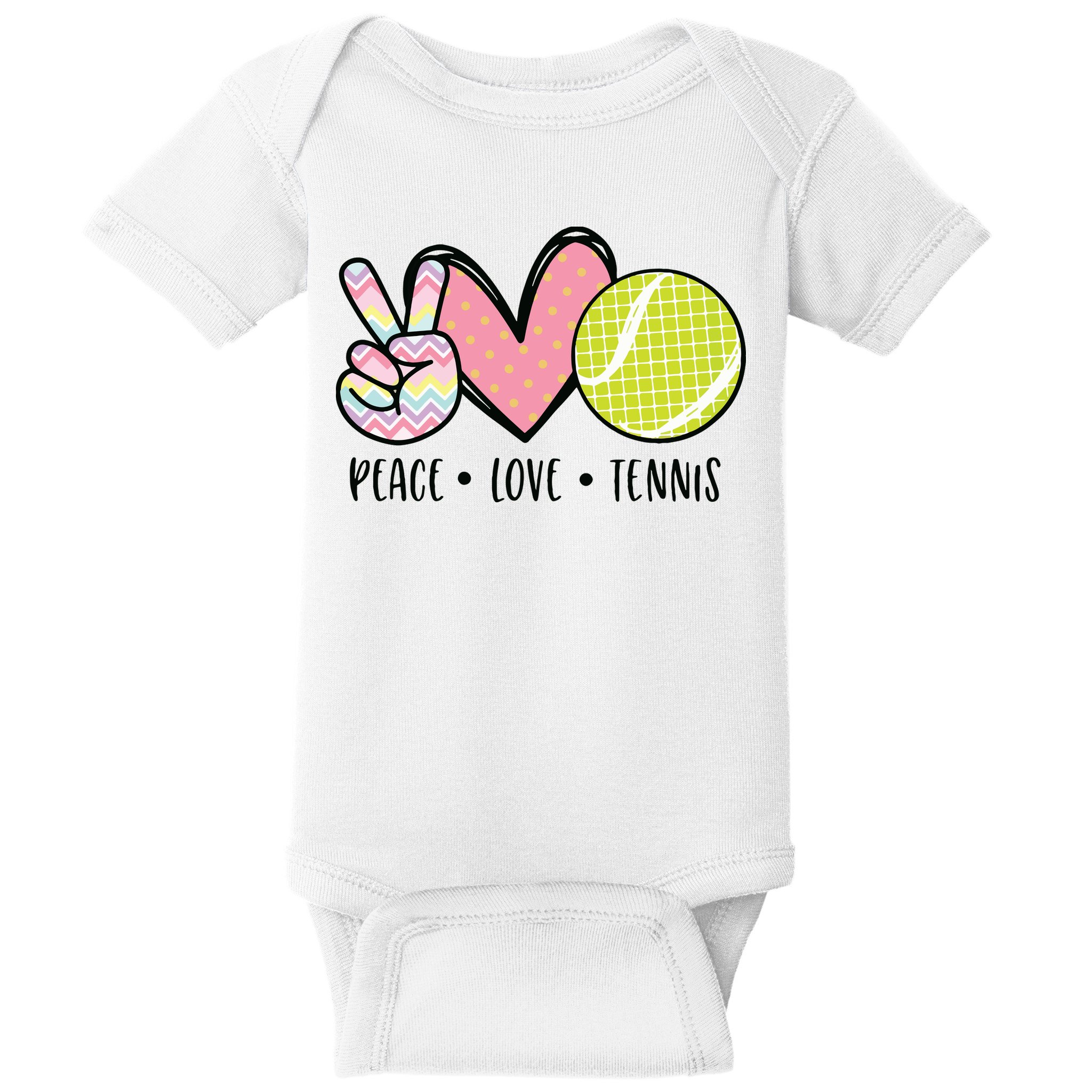 Peace Love Tennis Cute Design Baby Bodysuit