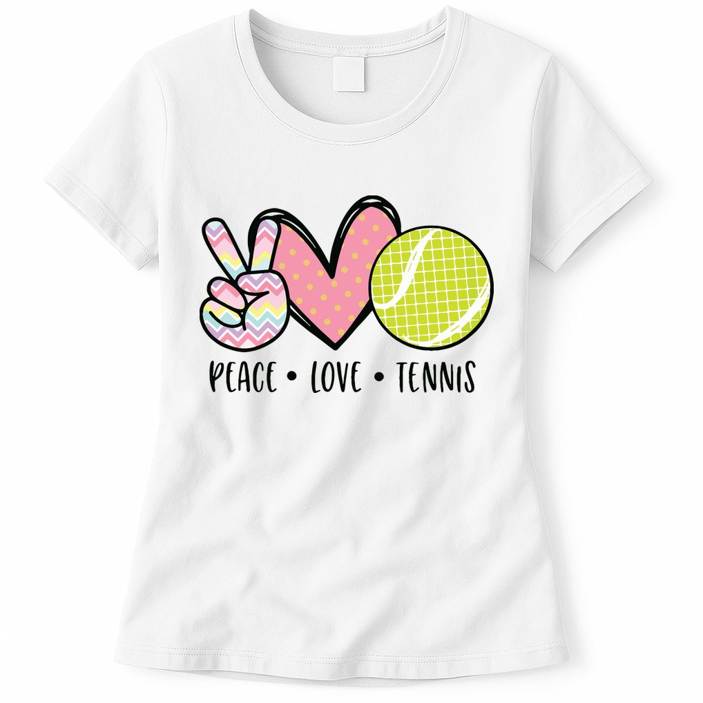 Peace Love Tennis Cute Design Womens T-Shirt