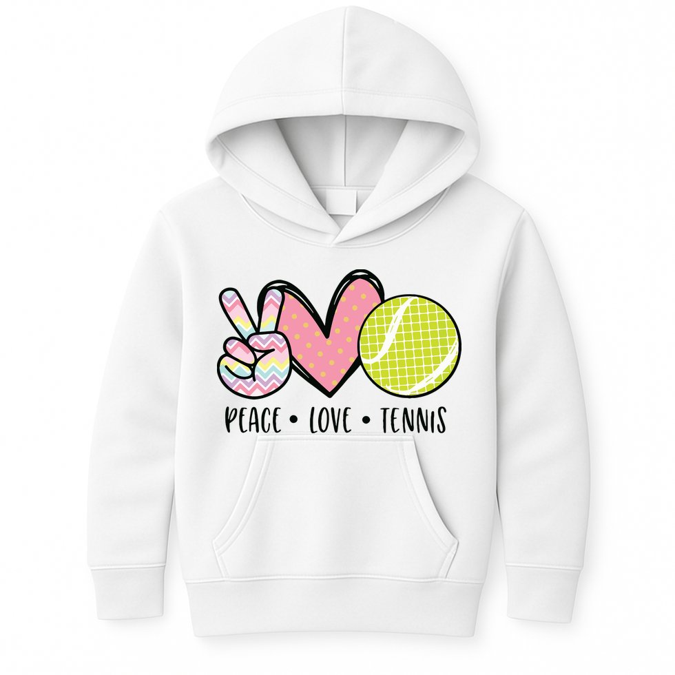 Peace Love Tennis Cute Design Kids Hoodie