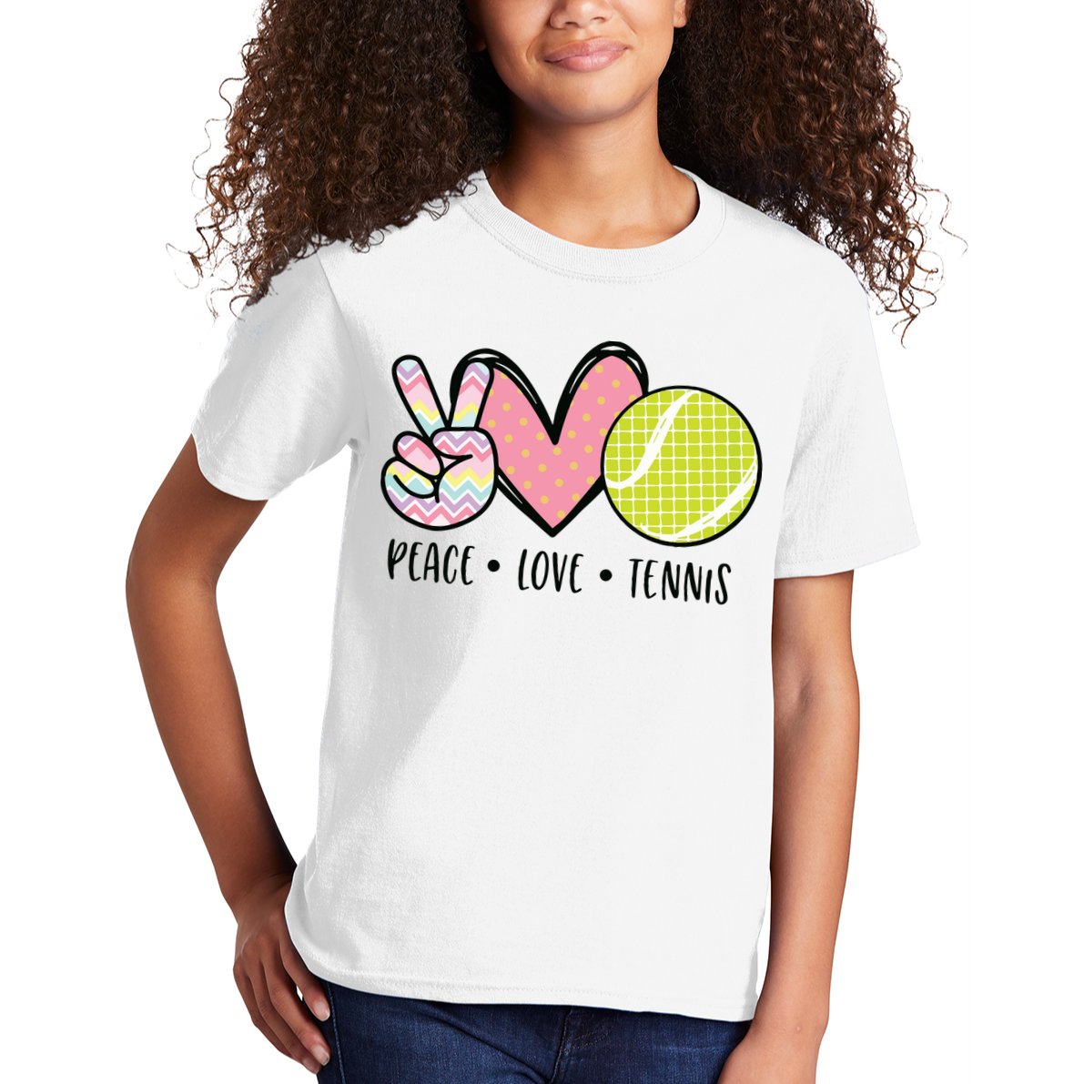 Peace Love Tennis Cute Design Kids T-Shirt