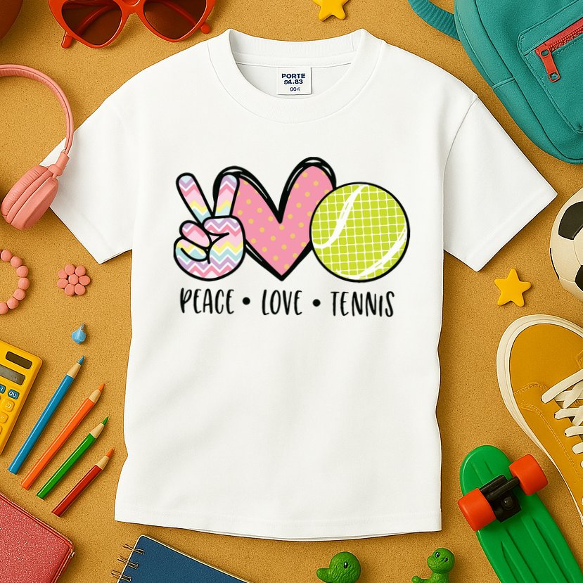 Peace Love Tennis Cute Design Kids T-Shirt