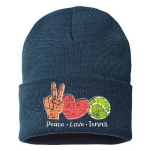 Peace Love Tennis Tournament Player Sustainable Knit Beanie