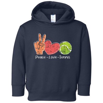 Peace Love Tennis Tournament Player Toddler Hoodie