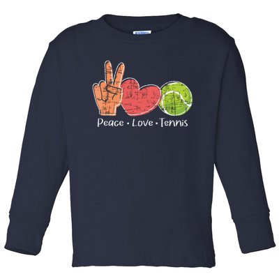 Peace Love Tennis Tournament Player Toddler Long Sleeve Shirt