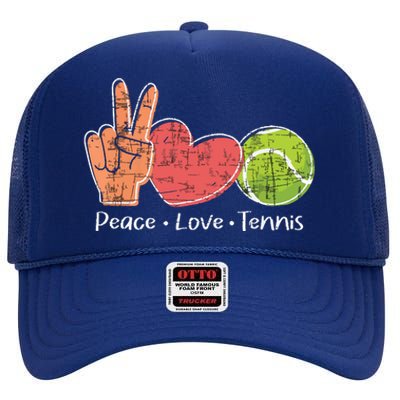 Peace Love Tennis Tournament Player High Crown Mesh Back Trucker Hat