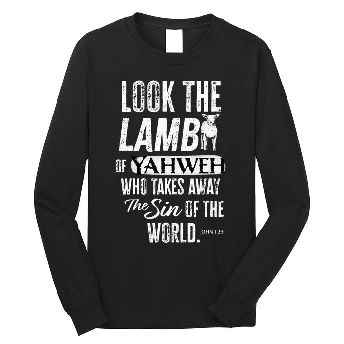 Passover Look the Lamb of Yahweh Yeshua Messianic Hebrew Long Sleeve Shirt