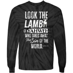 Passover Look the Lamb of Yahweh Yeshua Messianic Hebrew Tie-Dye Long Sleeve Shirt