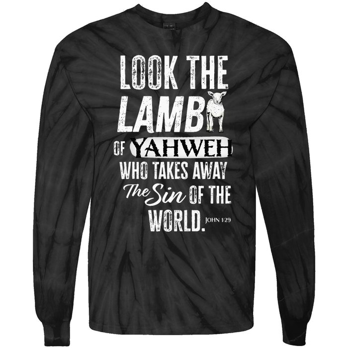 Passover Look the Lamb of Yahweh Yeshua Messianic Hebrew Tie-Dye Long Sleeve Shirt