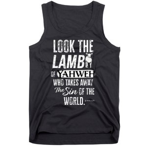 Passover Look the Lamb of Yahweh Yeshua Messianic Hebrew Tank Top