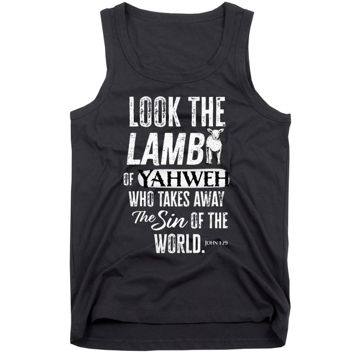 Passover Look the Lamb of Yahweh Yeshua Messianic Hebrew Tank Top