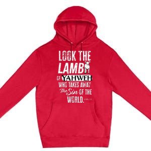 Passover Look the Lamb of Yahweh Yeshua Messianic Hebrew Premium Pullover Hoodie