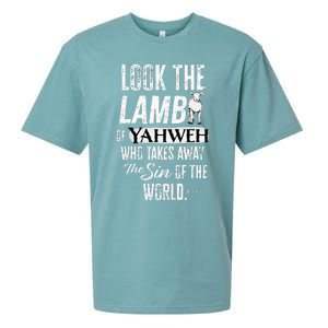 Passover Look the Lamb of Yahweh Yeshua Messianic Hebrew Sueded Cloud Jersey T-Shirt