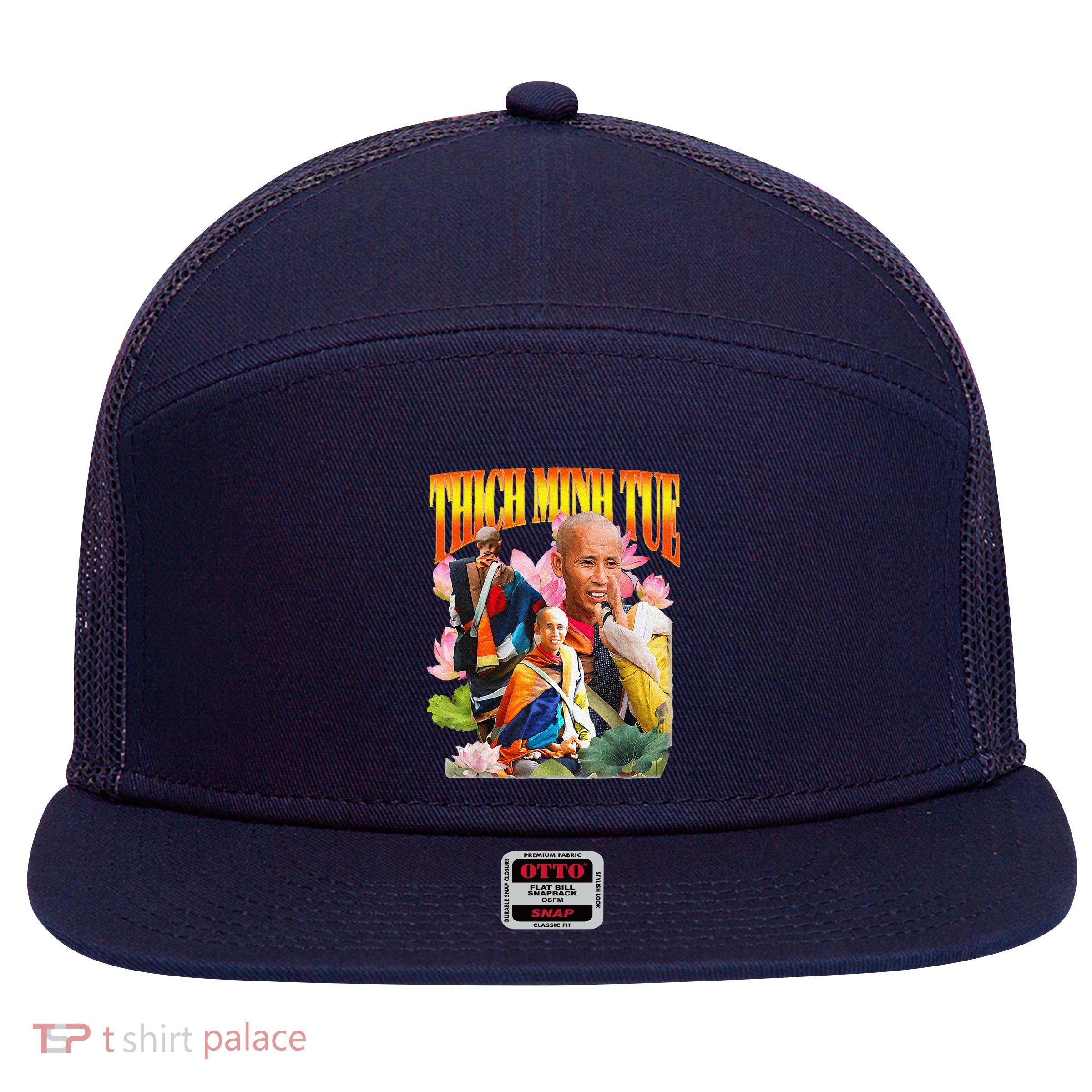Peace Lotus Thich Minh Tue Buddha Vietnam Buddha 7 Panel Mesh Trucker Snapback Hat