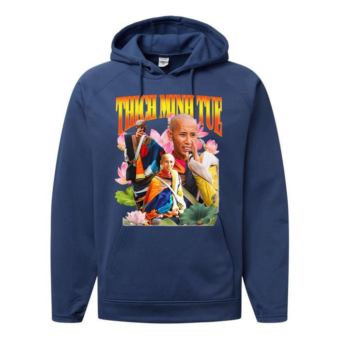 Peace Lotus Thich Minh Tue Buddha Vietnam Buddha Performance Fleece Hoodie