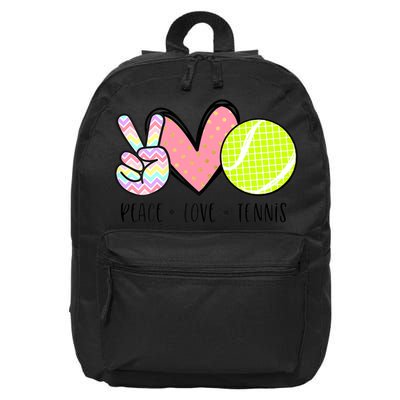 Peace Love Tennis Cute Design Gift For Women Ns Little Girls Gifts 16 in Basic Backpack