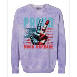 Peace Love Trump Proud Maga Garbage Trump Supporter Colorblast Crewneck Sweatshirt