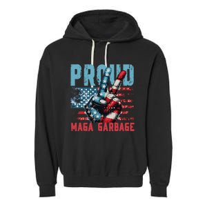 Peace Love Trump Proud Maga Garbage Trump Supporter Garment-Dyed Fleece Hoodie