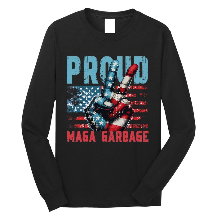 Peace Love Trump Proud Maga Garbage Trump Supporter Long Sleeve Shirt