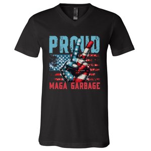 Peace Love Trump Proud Maga Garbage Trump Supporter V-Neck T-Shirt