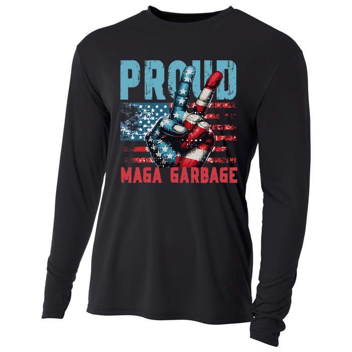 Peace Love Trump Proud Maga Garbage Trump Supporter Cooling Performance Long Sleeve Crew