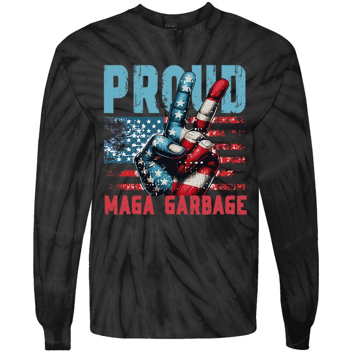 Peace Love Trump Proud Maga Garbage Trump Supporter Tie-Dye Long Sleeve Shirt