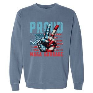 Peace Love Trump Proud Maga Garbage Trump Supporter Garment-Dyed Sweatshirt