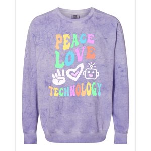 PEACE LOVE TECHNOLOGY Teacher Groovy School Colorblast Crewneck Sweatshirt