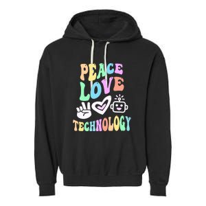 PEACE LOVE TECHNOLOGY Teacher Groovy School Garment-Dyed Fleece Hoodie