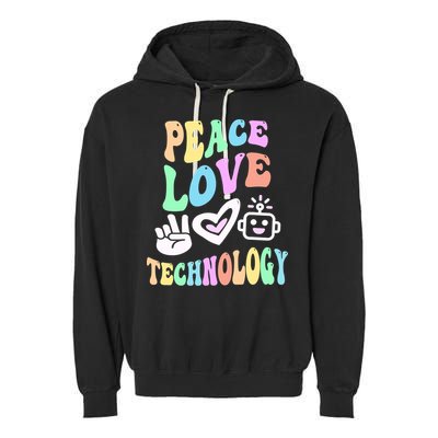 PEACE LOVE TECHNOLOGY Teacher Groovy School Garment-Dyed Fleece Hoodie