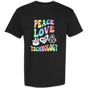 PEACE LOVE TECHNOLOGY Teacher Groovy School Garment-Dyed Heavyweight T-Shirt