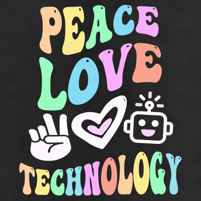 PEACE LOVE TECHNOLOGY Teacher Groovy School 7 Panel Mesh Trucker Snapback Hat